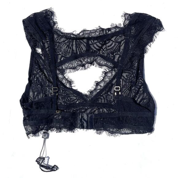 For Love And Lemons Skivvies Black Lace Bralette Bra Womens Large - Picture 5 of 7